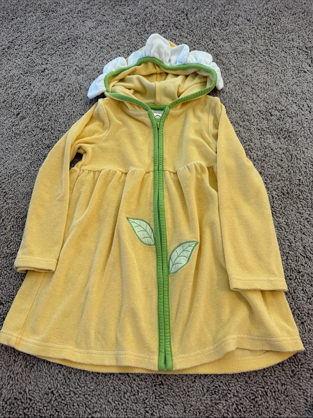 Gymboree Yellow Hooded Flower Coverup with Green Trim - Picture 1 of 4